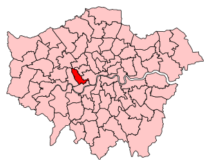Carte de la circonscription de Kensington à Londres