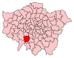 Carte de la circonscription de Wimbledon à Londres