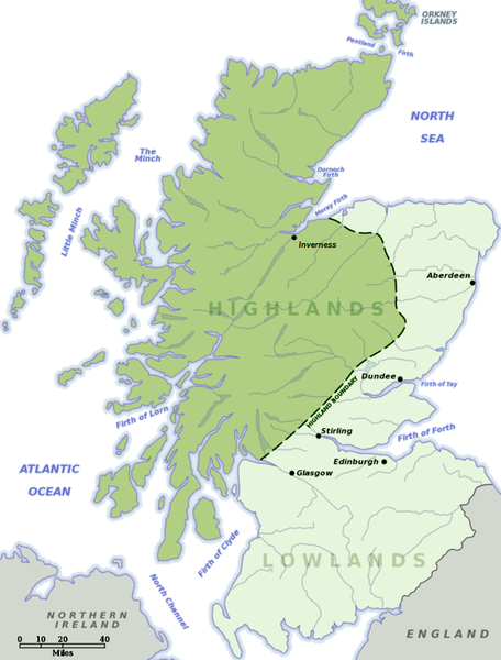Démarcation entre Highlands et Lowlands en Écosse
