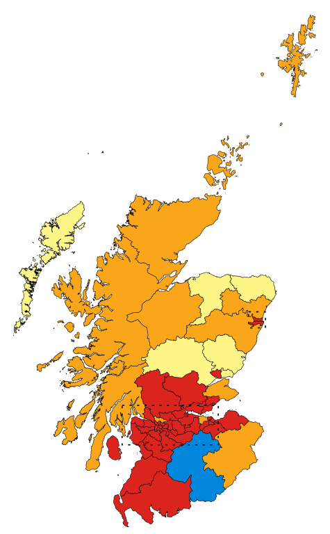 Carte des résultats électoraux de l'élection générale britannique de 2010 en Écosse