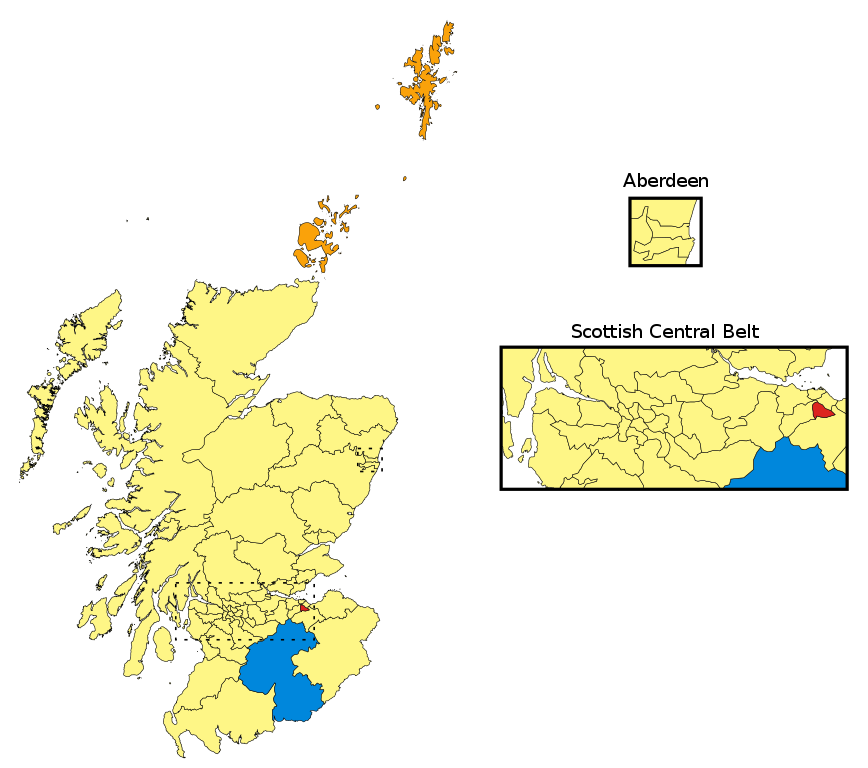 Carte des résultats électoraux de l'élection générale britannique de 2015 en Écosse