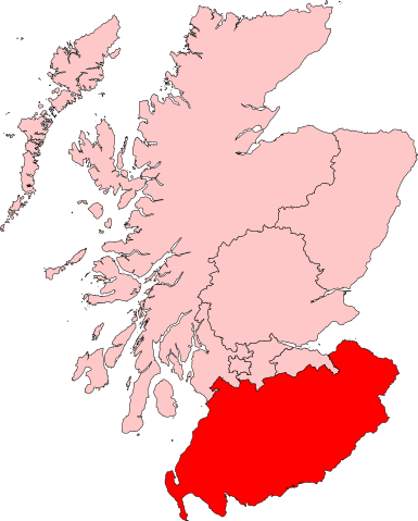 Carte de la région électorale South Scotland pour le Parlement écossais